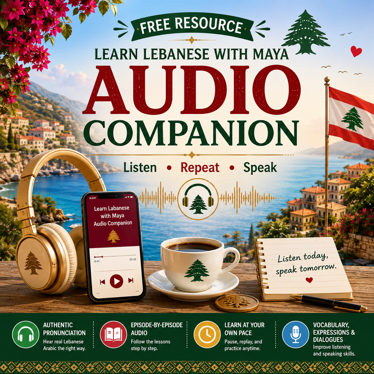 Free Learn Lebanese with Maya Audio Companion for Lebanese Arabic pronunciation, listening, and speaking practice